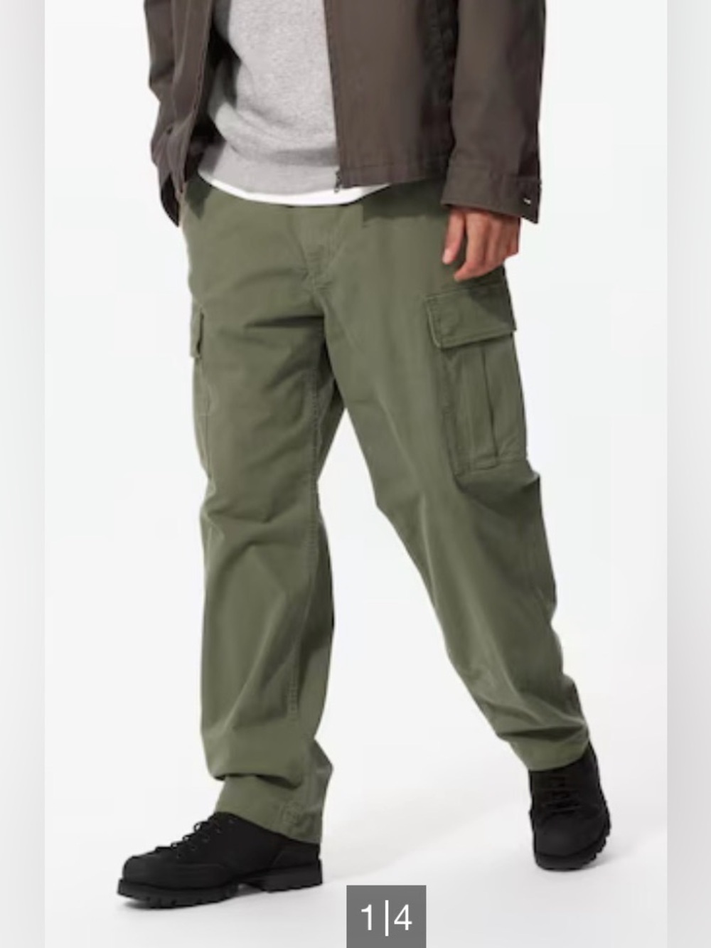 Uniqlo Men's Olive Cargo Pants - Classic Utility Style L